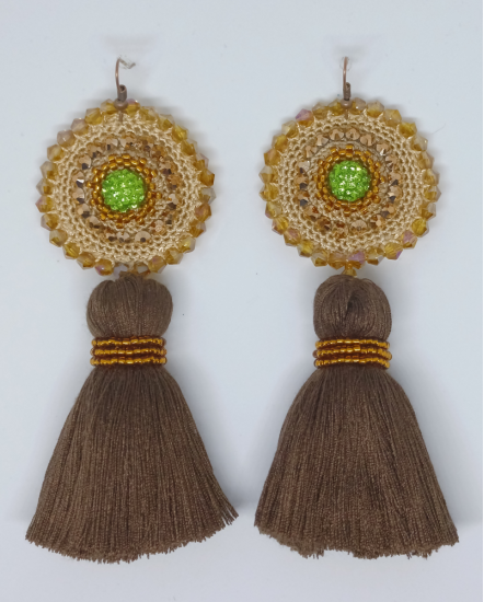 Háčkované  dizajnové náušnice "Lotosový kvet"